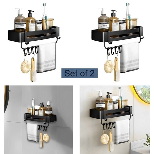 Corner shower caddy black 2pcs - caddy,